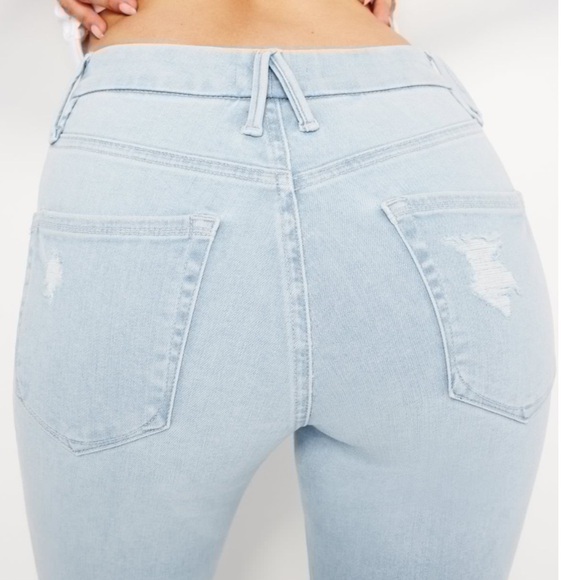 Good American Always Fits Good Legs Flare Distressed Lt Blue Wash Size 14-18 NWT - Picture 6 of 16